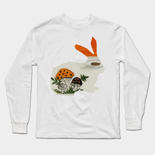 Retro mushroom bunny rabbit Long Sleeve T-Shirt by JewelsNova